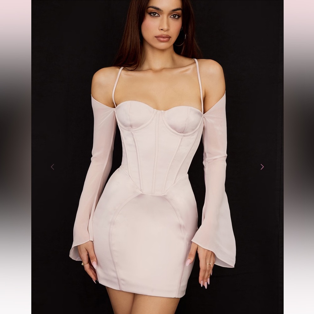 House of CB ISRA Crystal Satin Corset Mini Dress